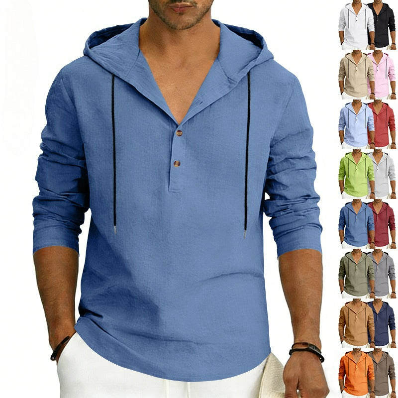 2026 Casual Linen Hooded Long Sleeve Sweatshirt