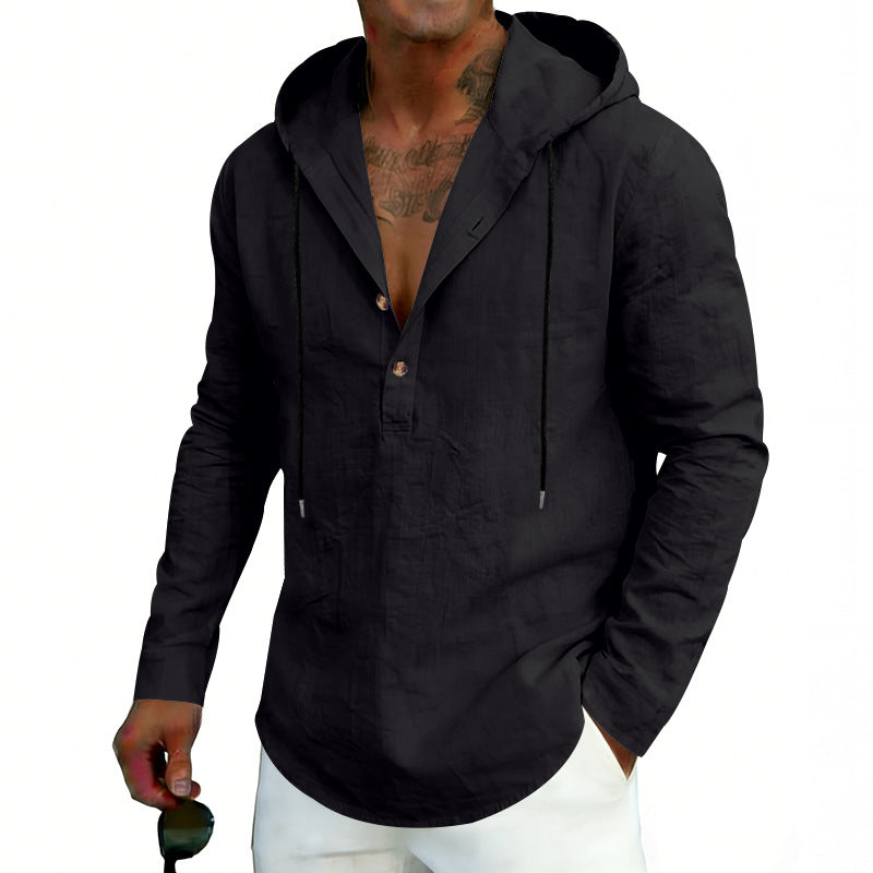 2026 Casual Linen Hooded Long Sleeve Sweatshirt