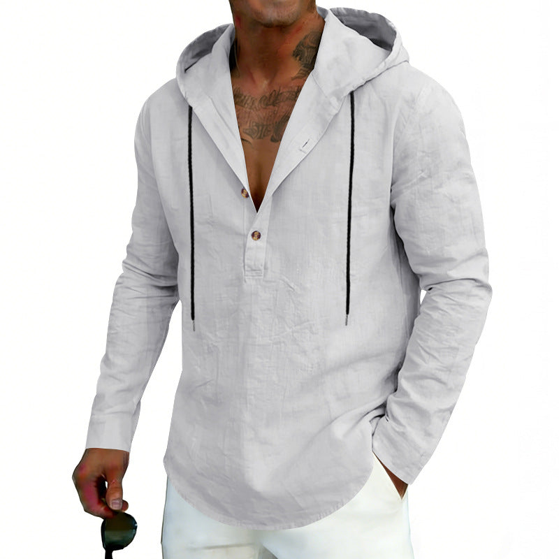 2026 Casual Linen Hooded Long Sleeve Sweatshirt
