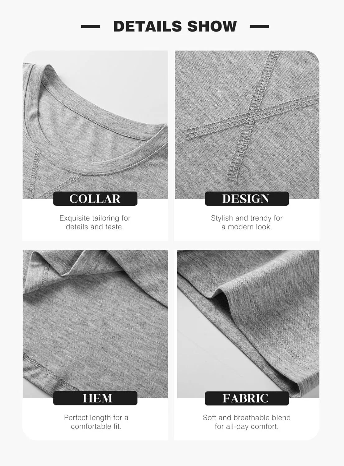 JMIERR Mens 3 Pack Cotton Hipster Hip Hop Longline Crewneck T-Shirt