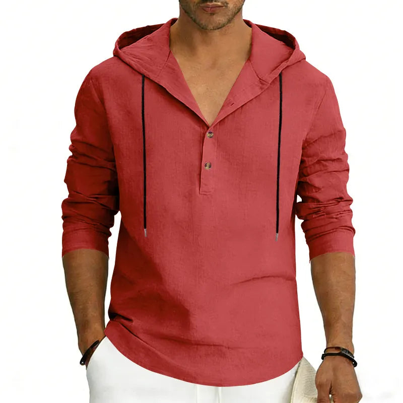 2026 Casual Linen Hooded Long Sleeve Sweatshirt