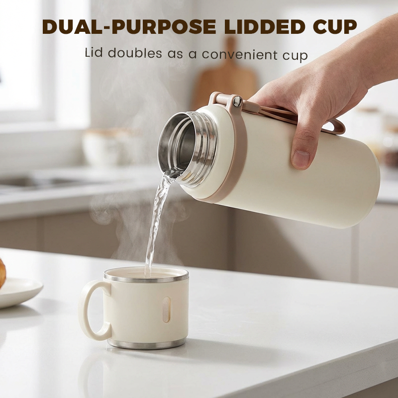 📢📢50% OFF!!⏰Stainless Steel Vacuum-Insulated Bottle with Lidded Cup